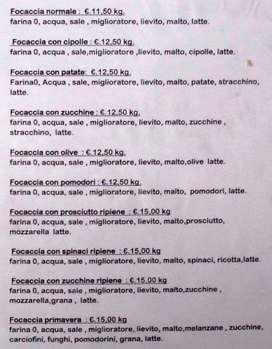 Menu di Pane al Pane 