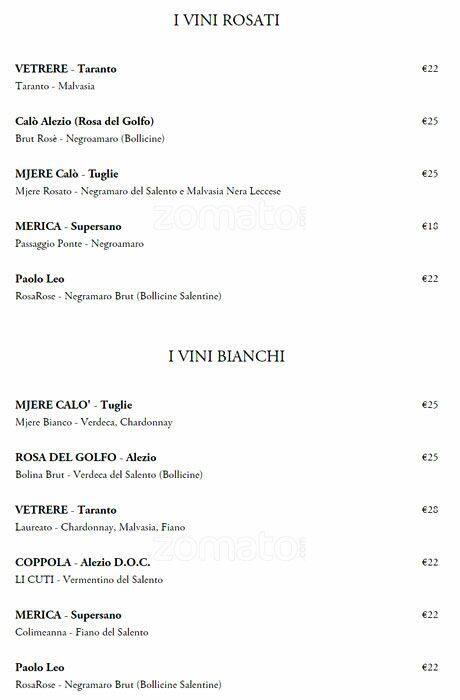 Menu di I Salentini 