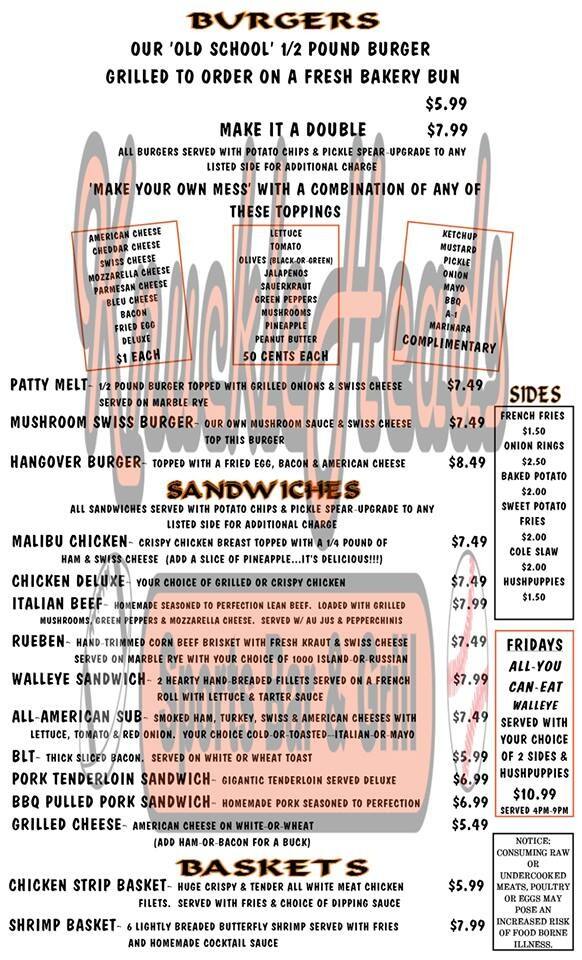Menu at Knuckleheads pub & bar, Michigan City