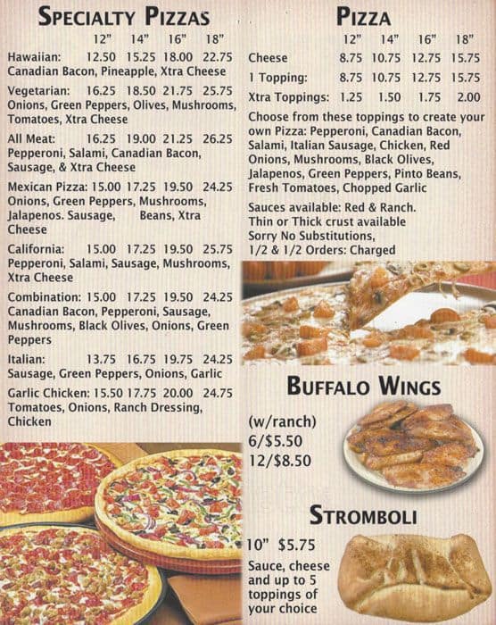 Tyler's Pizza Place Menu, Menu for Tyler's Pizza Place ...