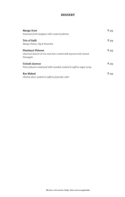 Kainoosh menu