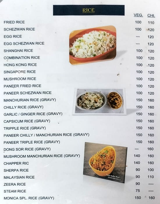 Menu of Monica Fast Food Restaurant, Wadala, Mumbai