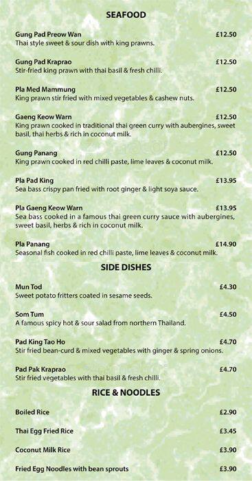 Mint Leaf menu