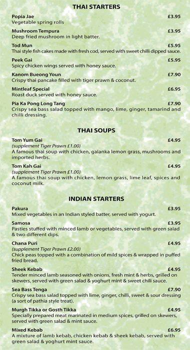 Mint Leaf menu