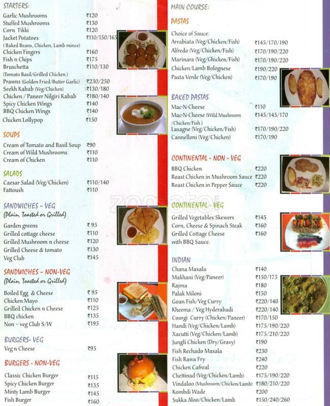 Casa Cabella menu