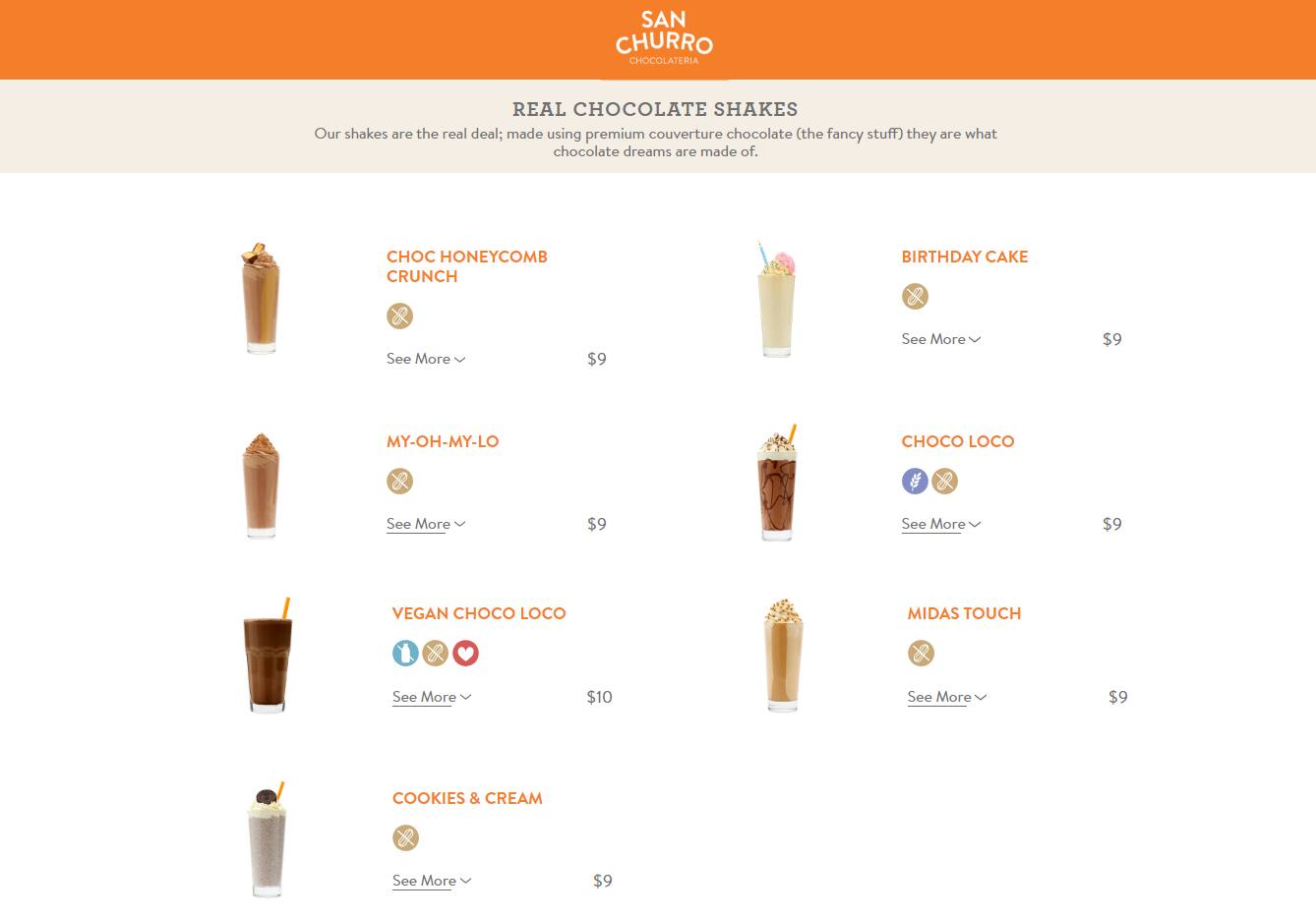 Menu at San Churro Joondalup desserts, Joondalup