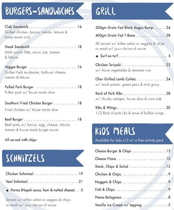 Coogee Diggers Menu, Menu for Coogee Diggers, Coogee, Sydney