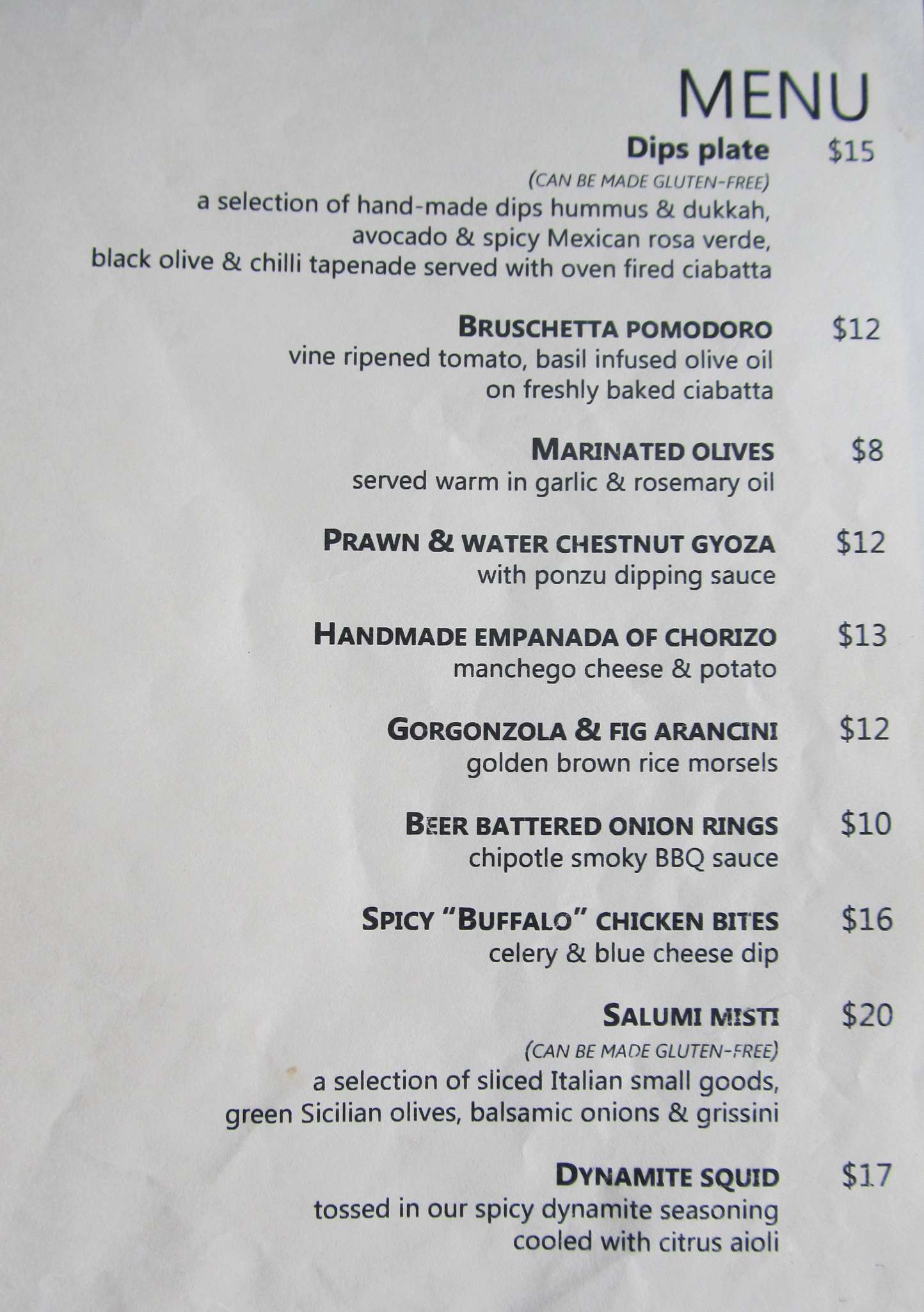 Event Cinema Gold Class Innaloo Menu