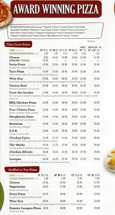 Carta de Suparossa Carryout & Delivery