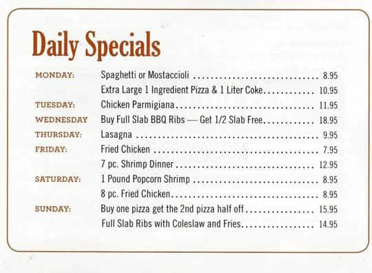 Carta de Suparossa Carryout & Delivery