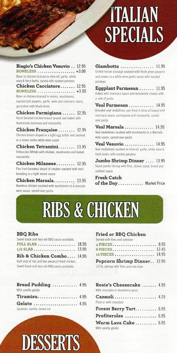 Carta de Suparossa Carryout & Delivery