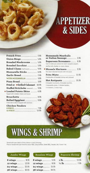 Carta de Suparossa Carryout & Delivery