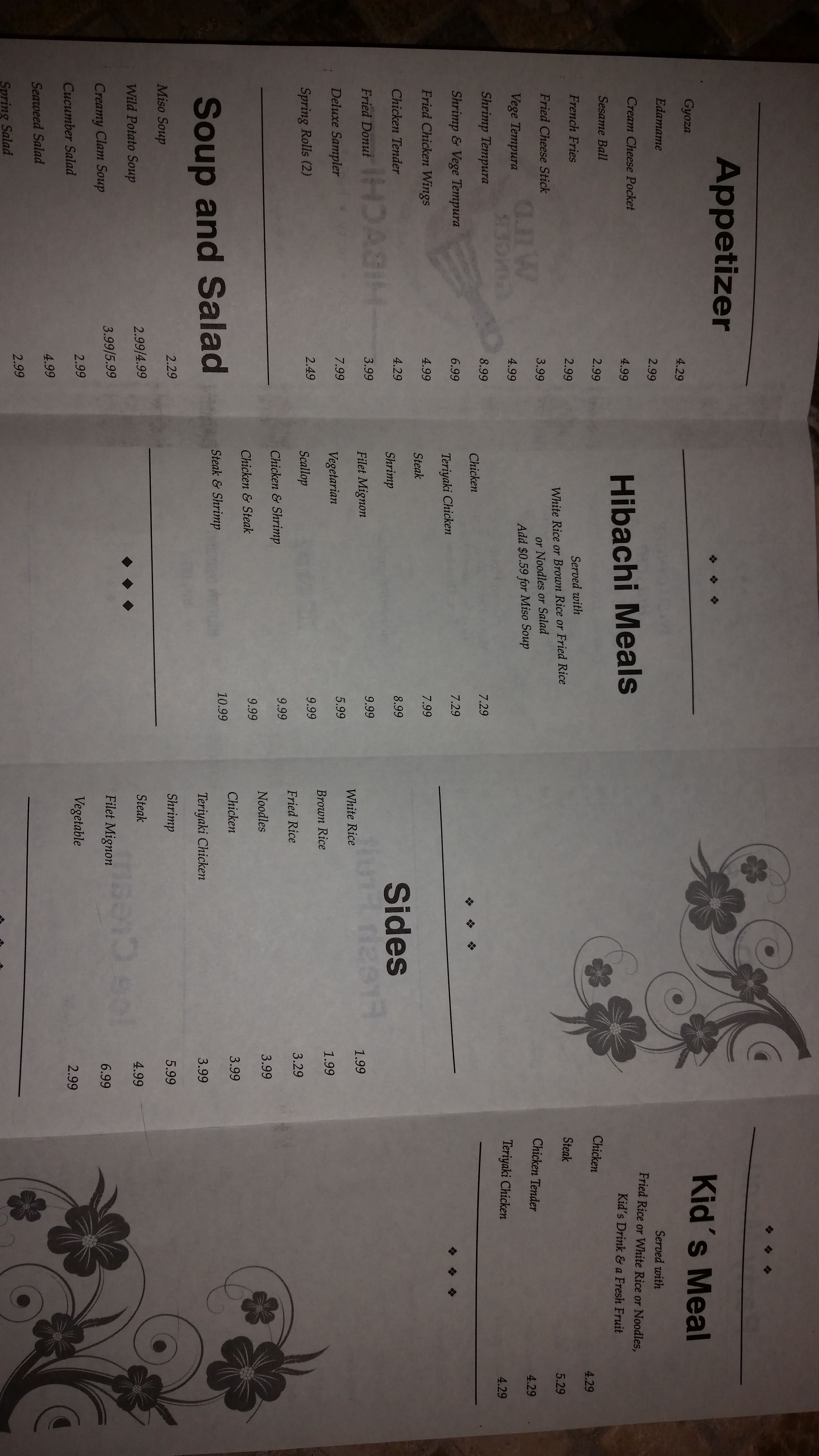 Wild Ginger Hibachi Menu, Menu for Wild Ginger Hibachi, Fort Walton