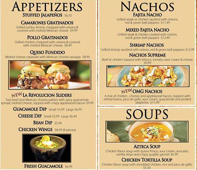 El Azteca Menu For Inver Grove Heights Twin Cities El Azteca Inver Grove Heights Menu