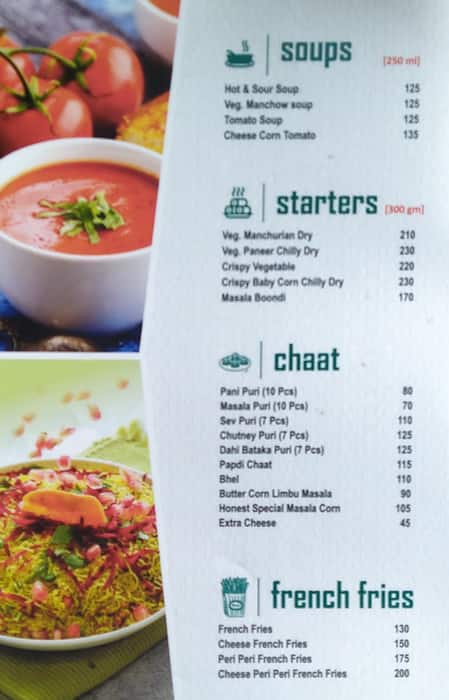Menu of Honest, Subhash Bridge, Ahmedabad