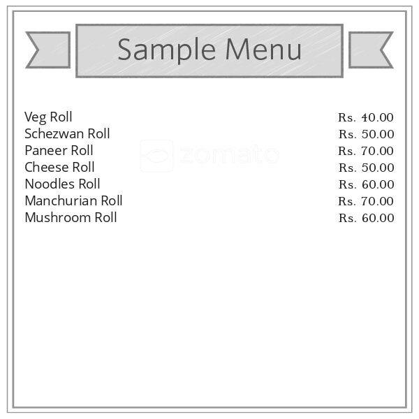 Menu of Super Roll, Malleshwaram, Bangalore