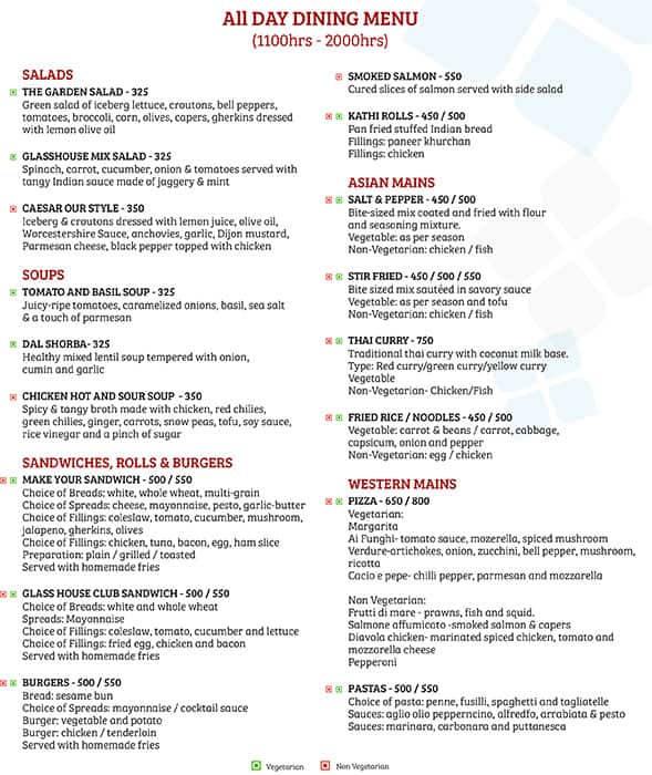 Menu at Glasshouse DoubleTree by Hilton, Gurugram