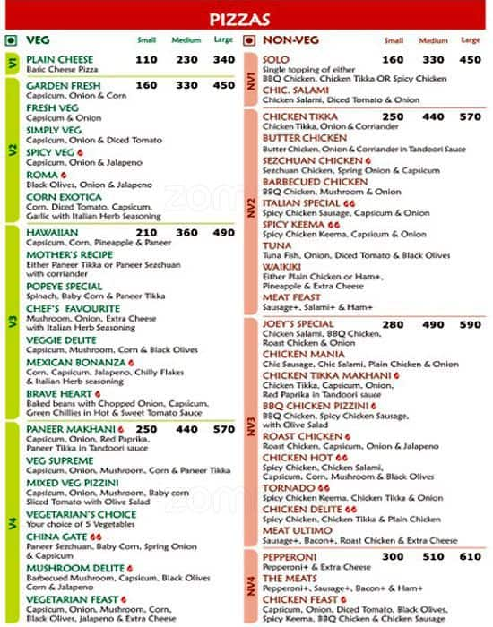 Joey's Pizza Menu, Menu for Joey's Pizza, Malad West, Mumbai - Zomato