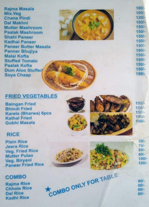 Sati Restaurant menu