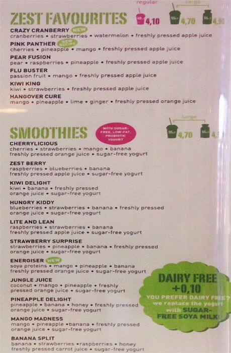 Lusso menu