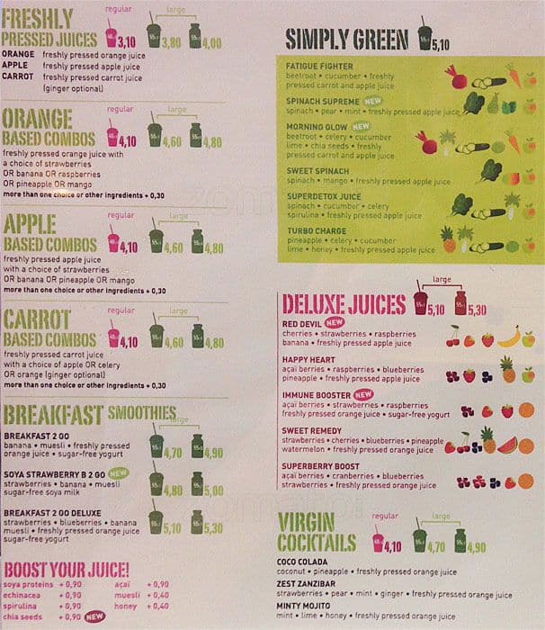 Lusso menu