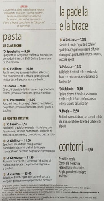 Menu di Rossopomodoro 