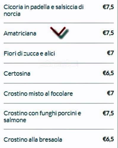 Menu de Il Focolare