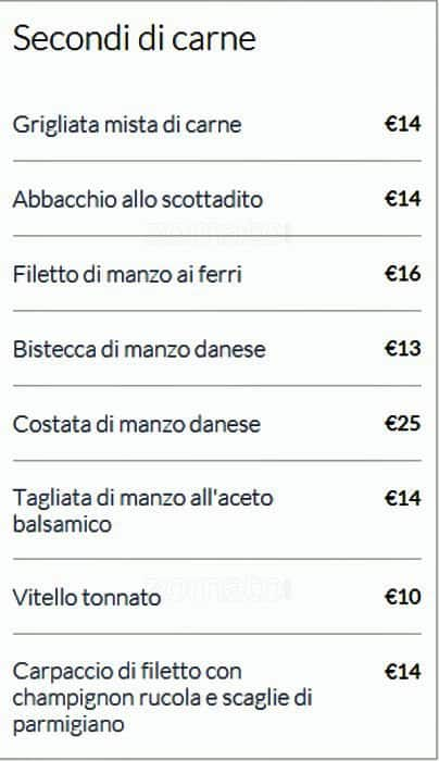 Menu de Il Focolare