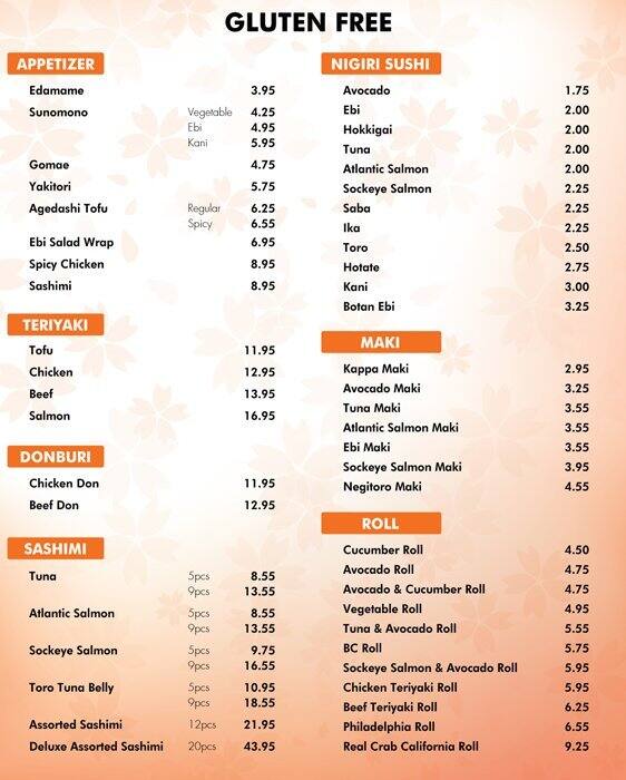 Wasabi Sushi & Grill Menu, Menu untuk Wasabi Sushi & Grill, Maple Ridge