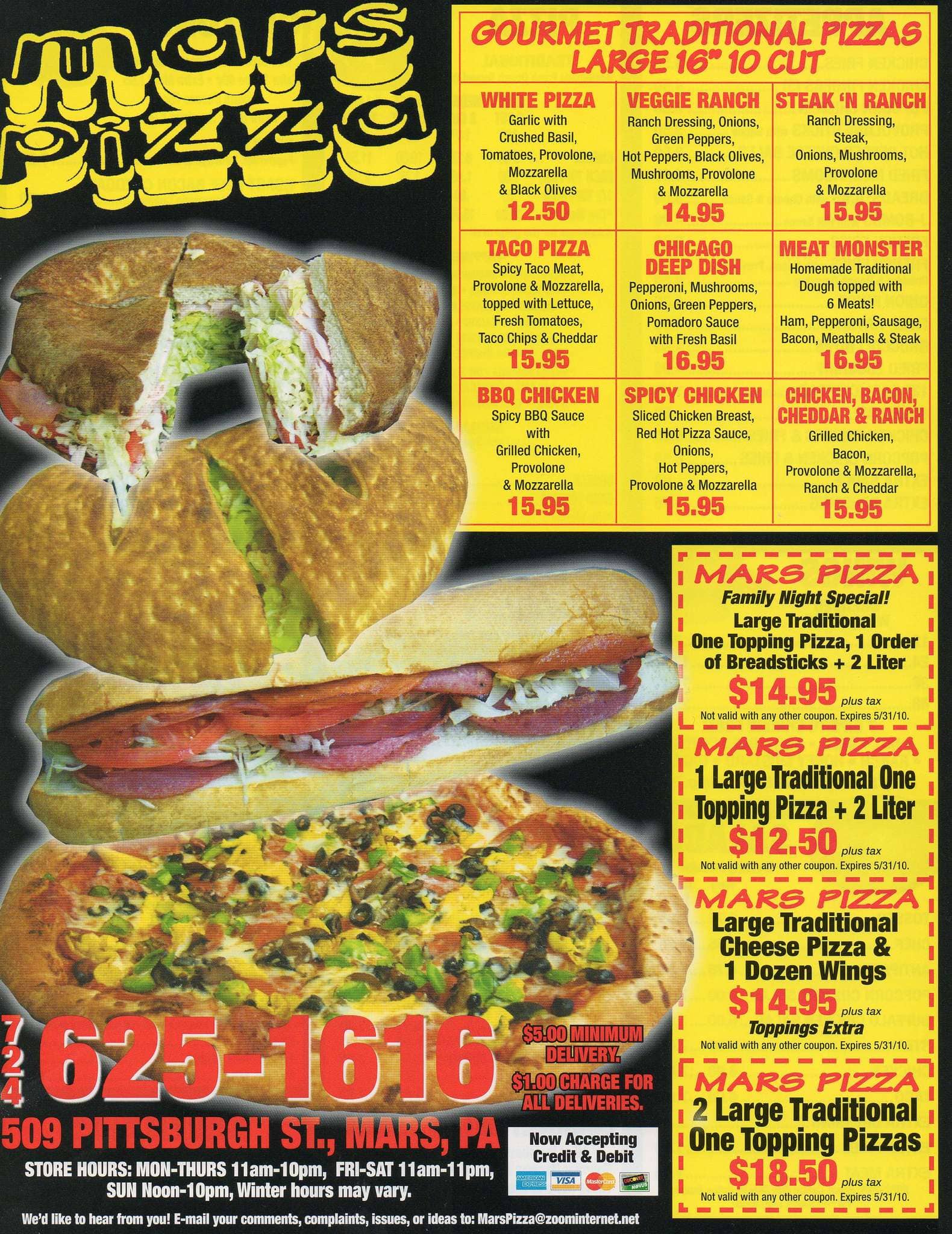 Mars Pizza Menü, Mars Pizza, Mars, Pittsburgh için Menü Urbanspoon/Zomato