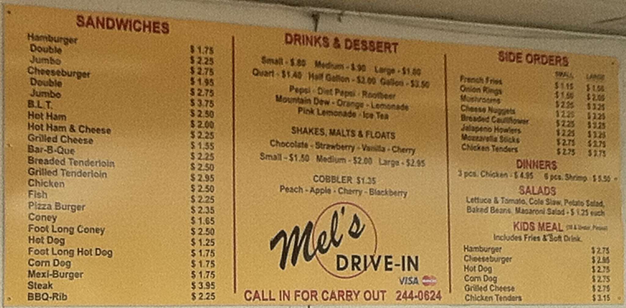 Mel S Drive In Menu Menu For Mel S Drive In South Southwest Indianapolis