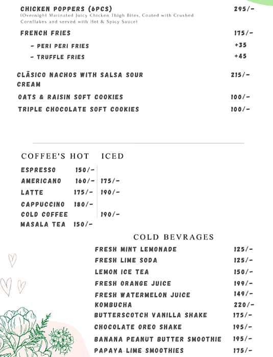 Menu of Cafe Picco, Aaya Nagar, New Delhi