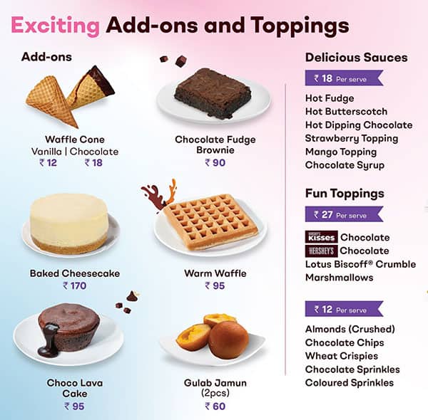 Menu of Baskin Robbins Ice Cream Desserts, Indiranagar, Bangalore