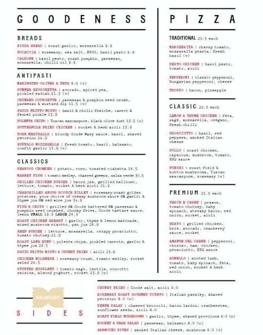 Goode Brothers Menu, Menu for Goode Brothers, Botany Downs, Auckland