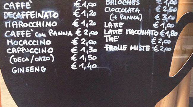Menu di Bar Paninoteca Unione 