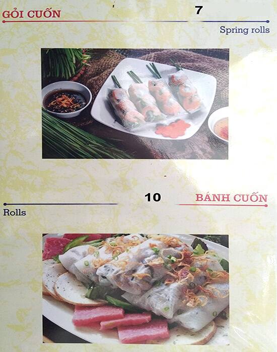 Bac 8 menu