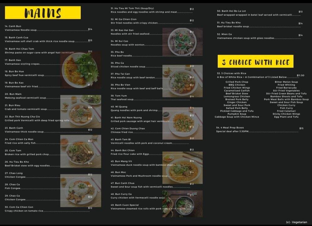 Bac 8 menu
