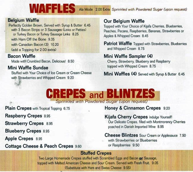 Menu at Christy's restaurant, Wood Dale