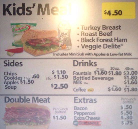 Carta de Subway