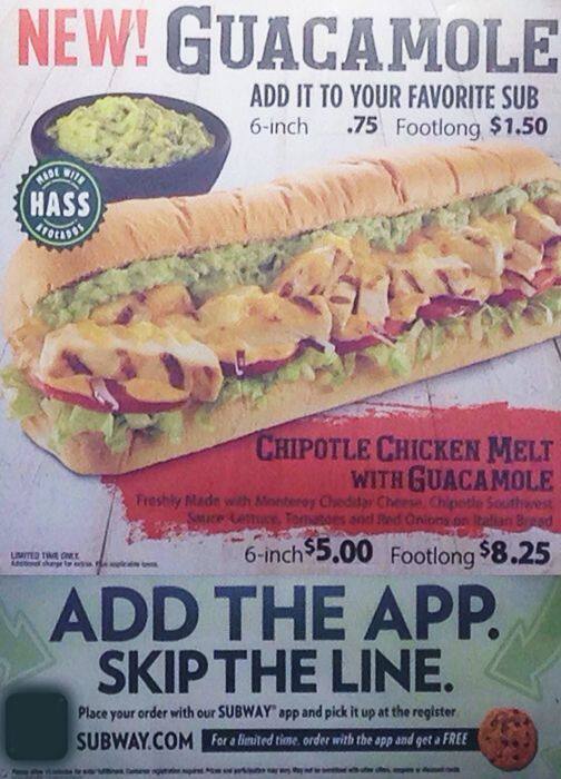 Carta de Subway