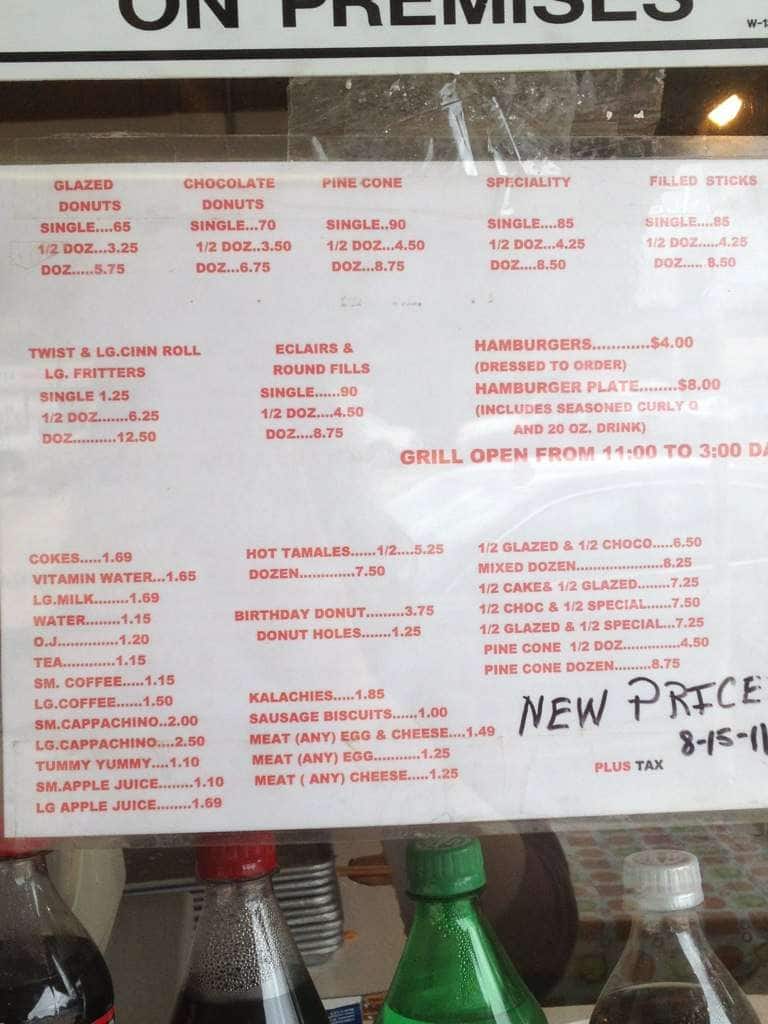 Menu at The Donut shop desserts, Natchez