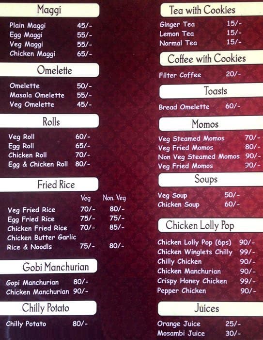 The Hangout Menu, Menu for The Hangout, Banaswadi, Bangalore Zomato
