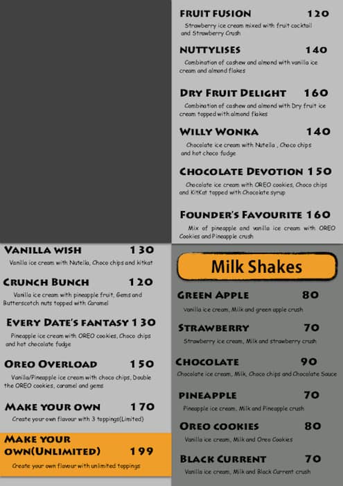 Dark Stone Ice Cream Lab Menu, Menu for Dark Stone Ice Cream Lab ...