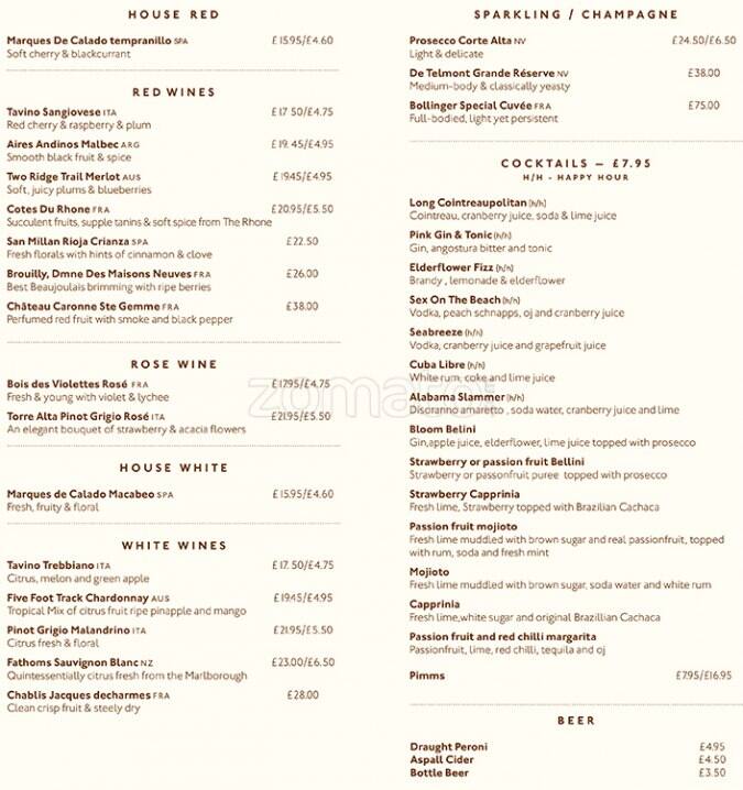 Bloom menu