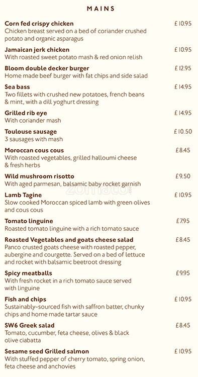 Bloom menu