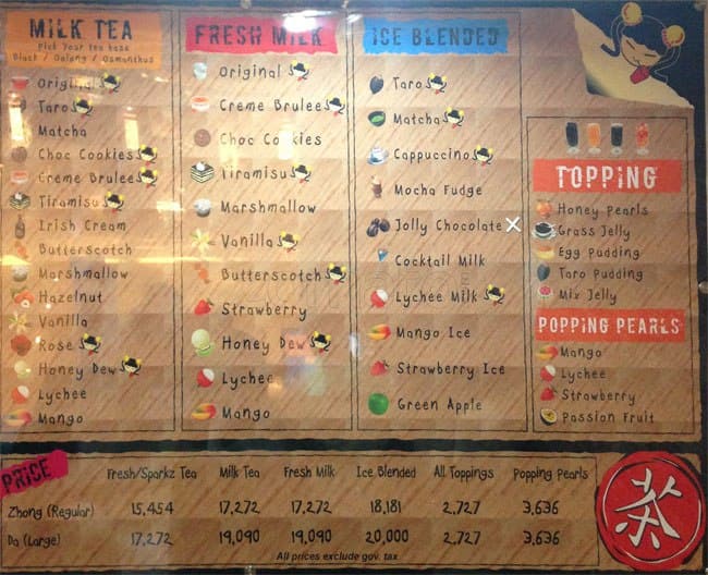 Cha Cha Bubble Tea Menu, Menu for Cha Cha Bubble Tea, Pluit, Jakarta