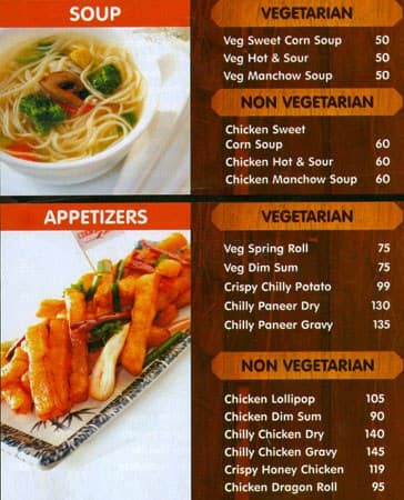 Chopsticks Express menu