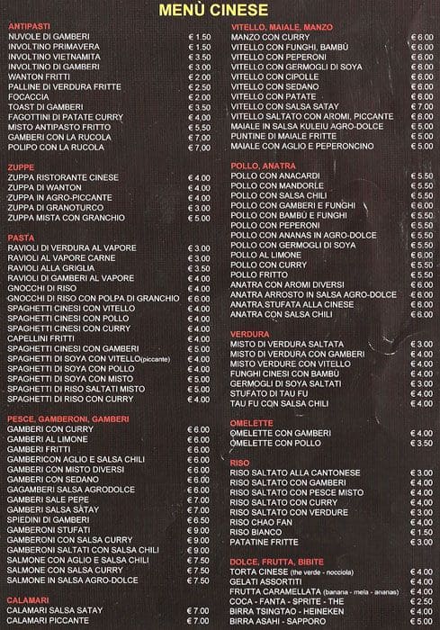 Menu di Sole D'oriente 