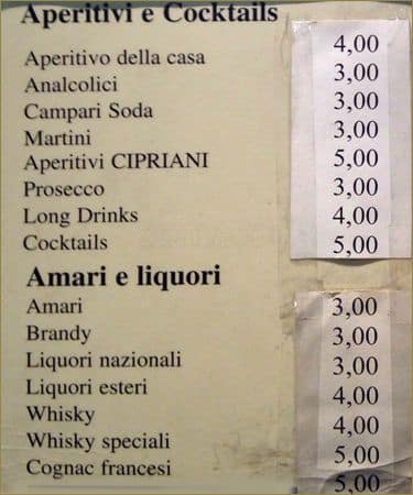 Menu di Caffè Amodio 1978 