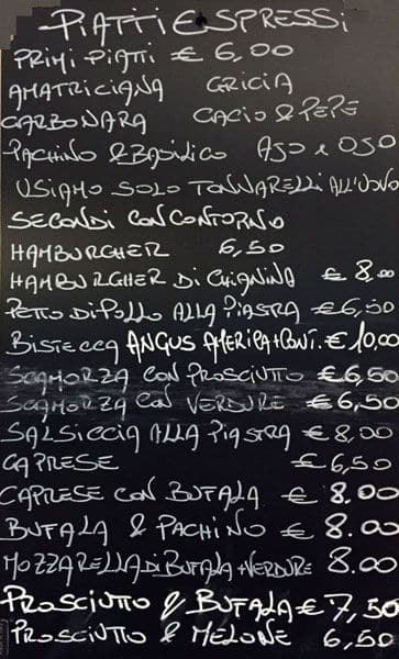 Menu di Caffetteria Universitaria 